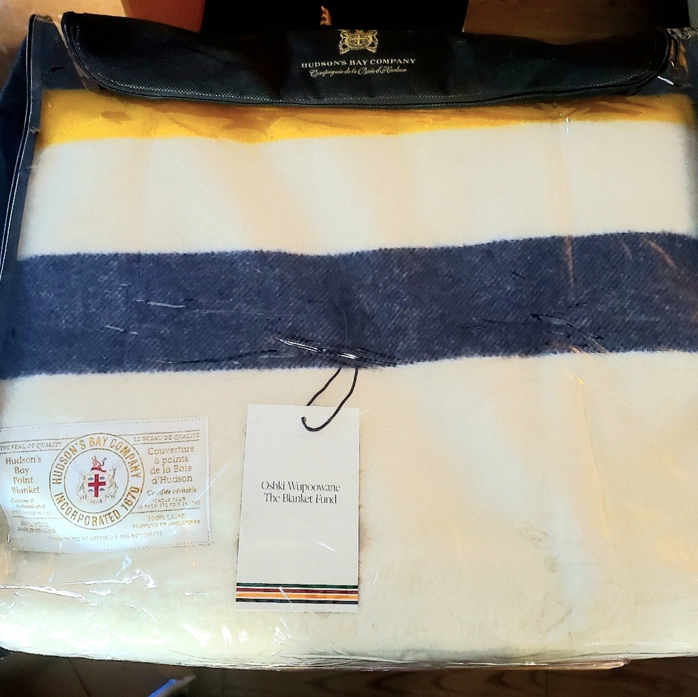 HBC Stripes Blanket Hudson’s Bay 6 Points Queen Size 100% Wool New with Tag - Picture 2 of 8